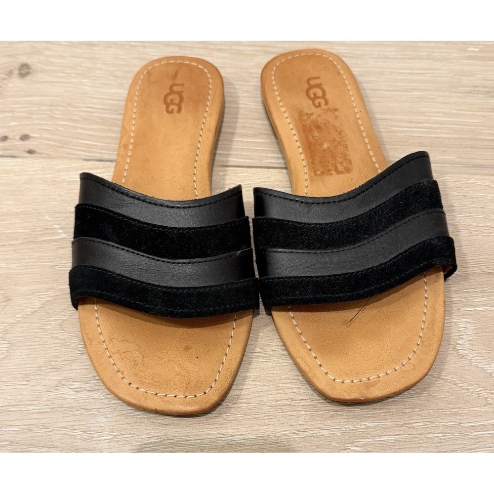 UGG Ximena Slide sandals, two-strap leather and suede Sz 6.5